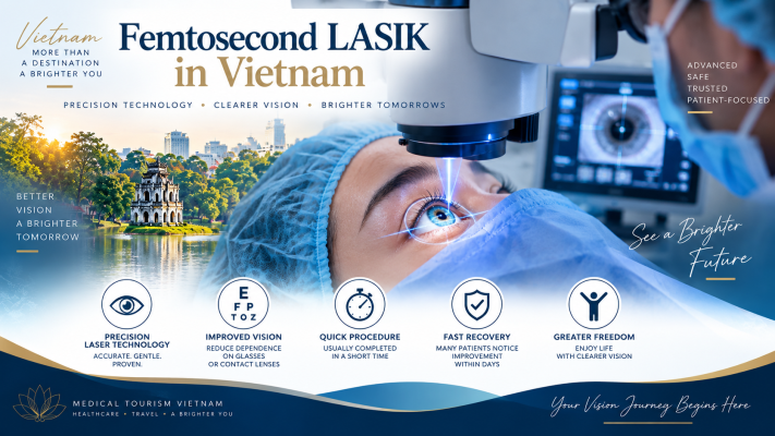 A patient undergoing Femtosecond LASIK eye surgery using precision laser technology in Vietnam