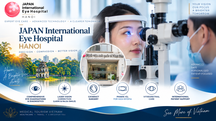 Japan International Eye Hospital Hanoi, representing specialist eye examinations, laser vision correction, cataract surgery and ophthalmology care