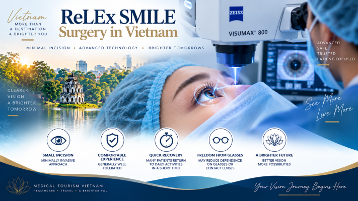 A patient undergoing ReLEx SMILE laser vision correction using advanced ophthalmic technology in Vietnam