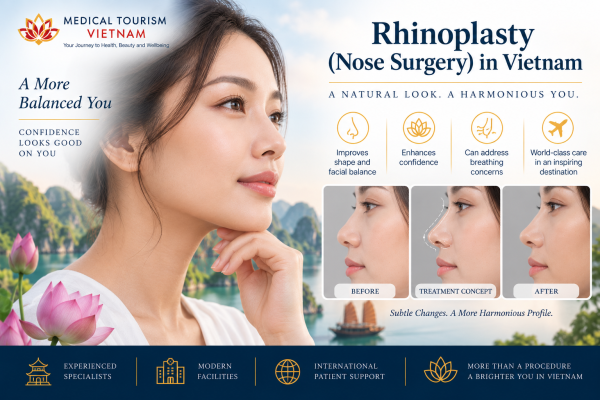 A woman considering rhinoplasty and nose reshaping surgery in Vietnam