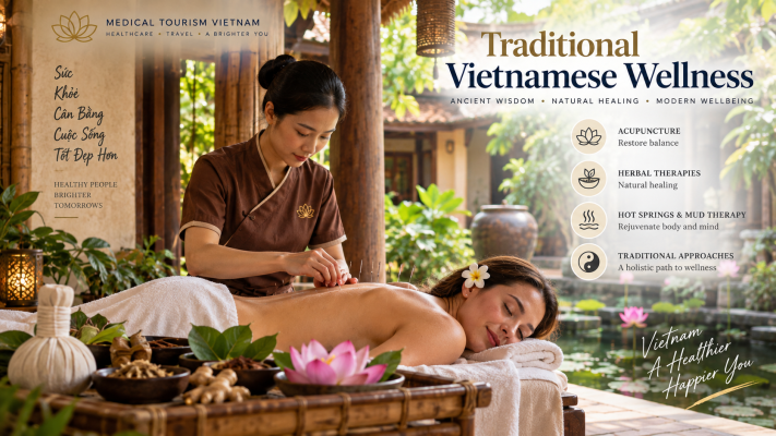 Traditional Vietnamese wellness treatment combining acupuncture, herbal therapies and a restorative spa environment